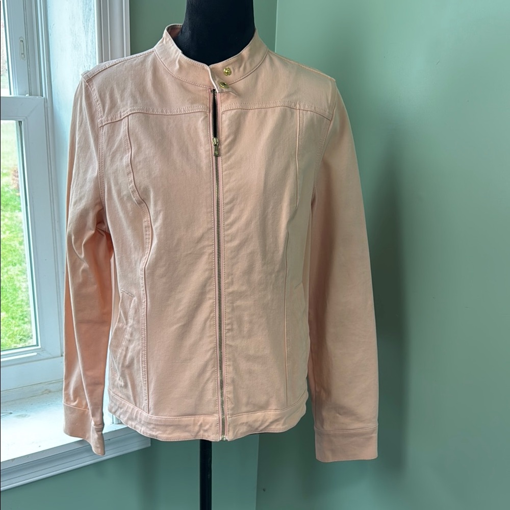 Isaac Mizrahi peach denim jacket size 12